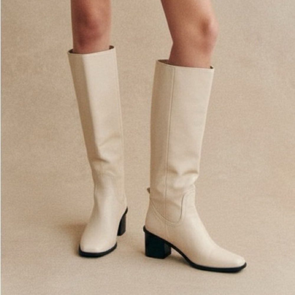FRENCH CONNECTION Hailee Vegan‎ Leather Riding Boot in Light Blush Cream Pink